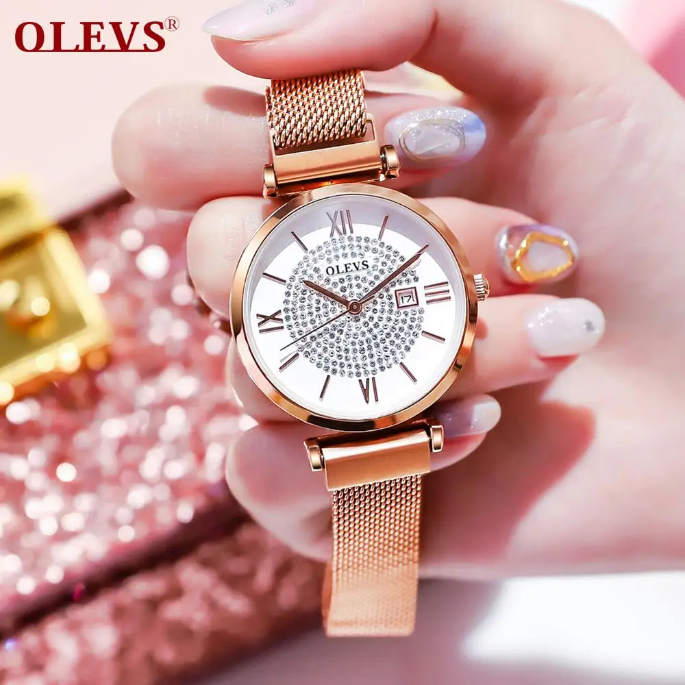 Высококачественные алмазные часы женские роскошные брендовые кварцевые