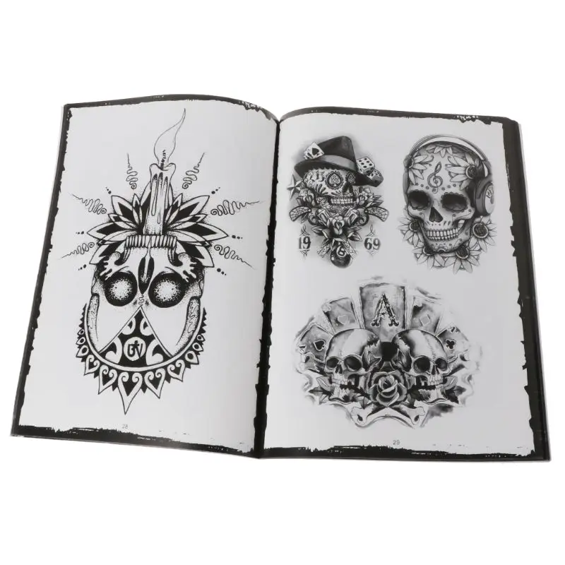

76 Pages Selected Skull Design Sketch Flash Book Tattoo Art Supplies A4 New