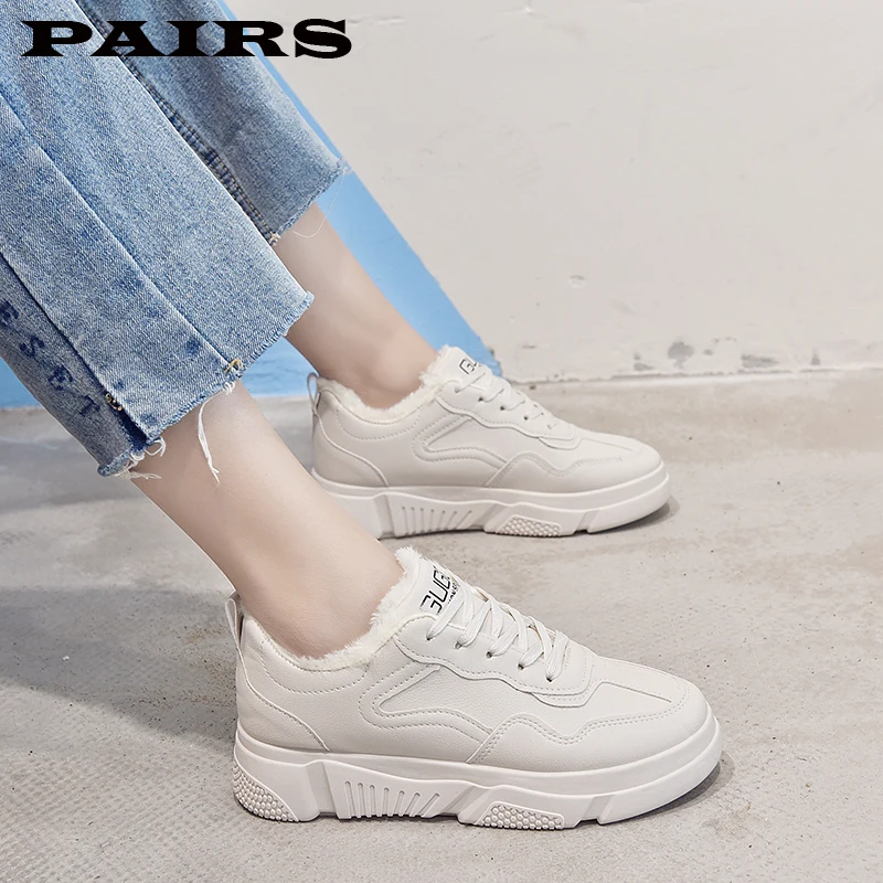 2019 зимняя женская обувь теплая плюшевая повседневная на меху модные кроссовки