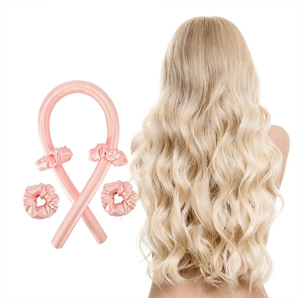 

Heatless Curling Wand Headband Lazy Curling Iron Curling Tape Silk Curling Tape Heatless Hair Curling Tape For Curly Hair Pink