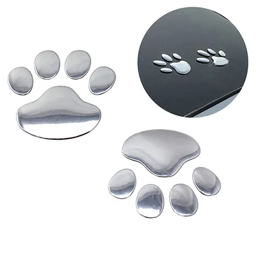 Universal 3D Car Sticker Silver/Golden ST Window Bumper Body Decal Bear Cat Dog Paw Foot DIY Car-styling Accessories |