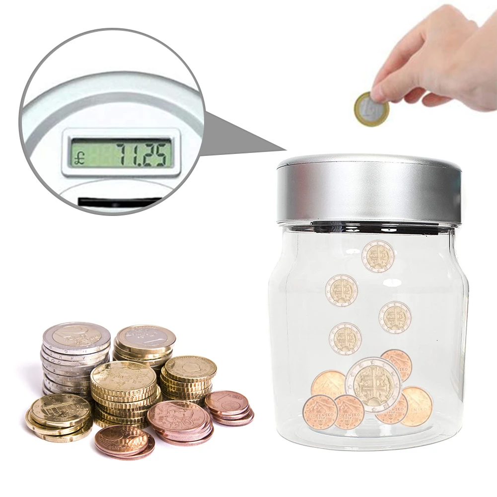 Цифровой электронный Копилка Евро Счетчик валюты с ЖК-дисплеем показывает сумму