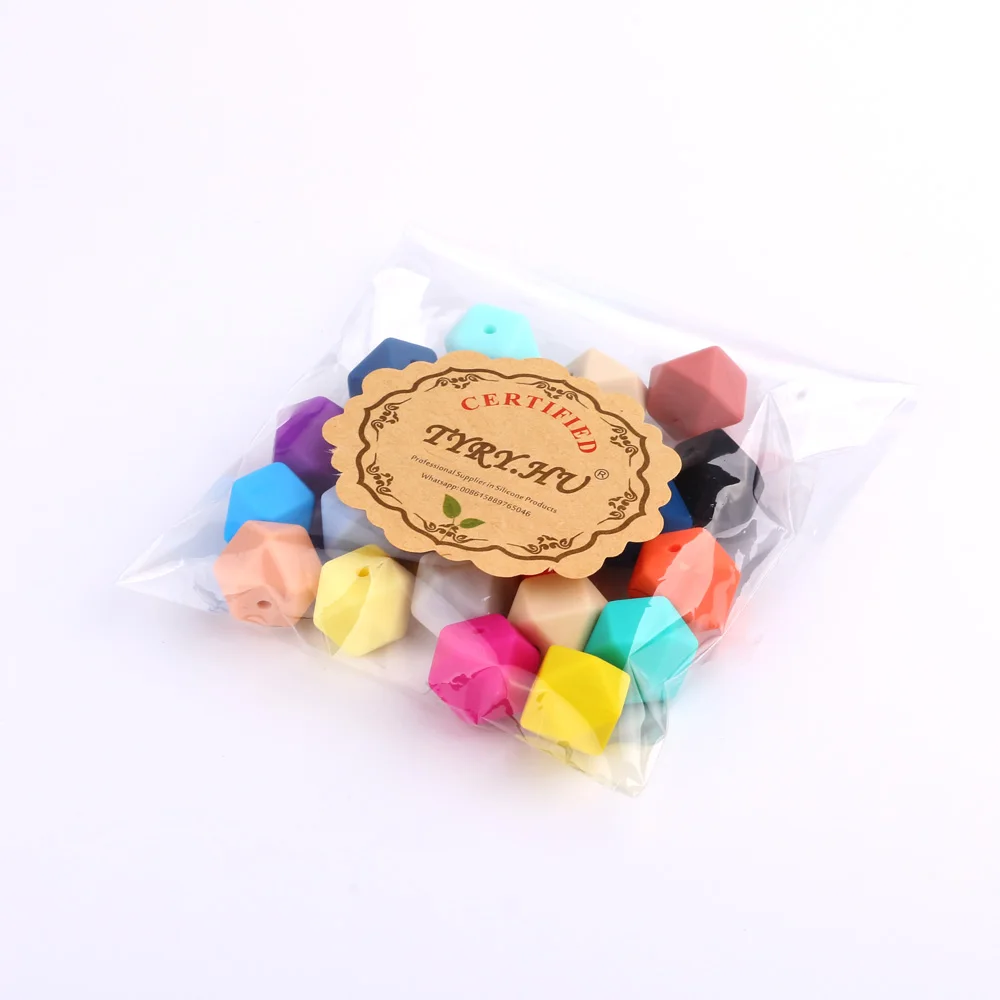 

TYRY.HU 200 pieces 14mm Hexagon Silicone Beads Teething Baby Teether Baby DIY Jewelry Accessories Chewing Silicone beads