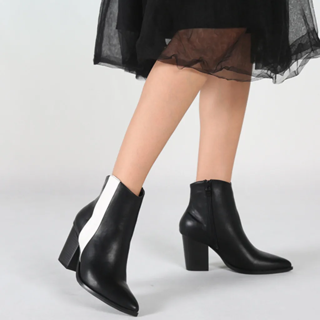 Лоскутные ботильоны для женщин модная кожаная теплая обувь на высоком каблуке