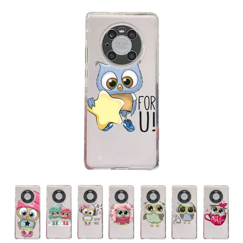 

Cartoon Girl Gifts Cute Owl lovers Phone Case Transparent For Huawei enjoy 20 10 9 8 7 S SE E C Z pro plus lite Soft TPU bags