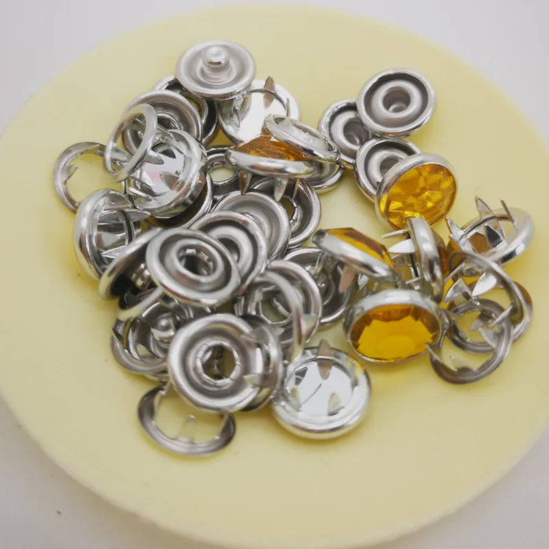 100SET 10mm rhinestone pearl Press Studs Snap Fastener Popper Prong Ring snap button for baby clothes | Дом и сад