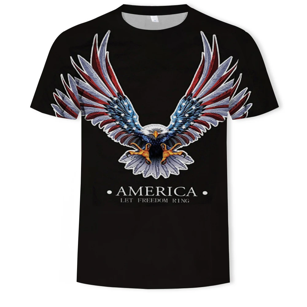 

Cool Eagle Casual Sportswear 3D Printing Flag T-shirt Men's Women's Graphic Short Sleeve Tops Hip Hop Street Wear