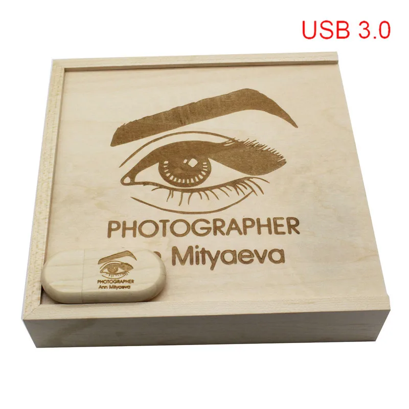 TEXT ME usb 3 0 фотография на заказ деревянная + коробка флешка Флешка 4 ГБ 8 16 32 кленовый