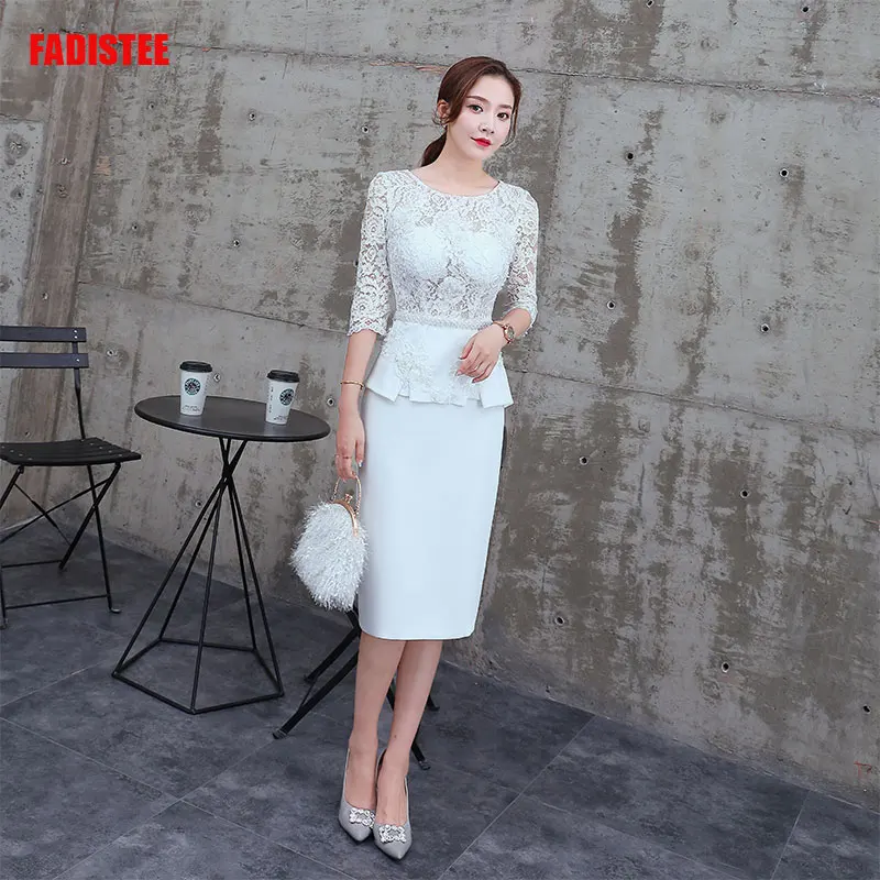 Женское короткое Кружевное платье-русалка белое элегантное платье для матери