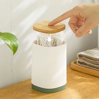 automatic pressed cotton bud swabs toothpick holder dispenser case q tips holder storage organizer box home hotel decoration