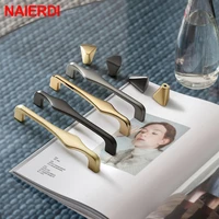 naierdi light luxury pearl gray gold furniture handle zinc alloy drawer knobs kitchen cupboard door pulls cabinet handles