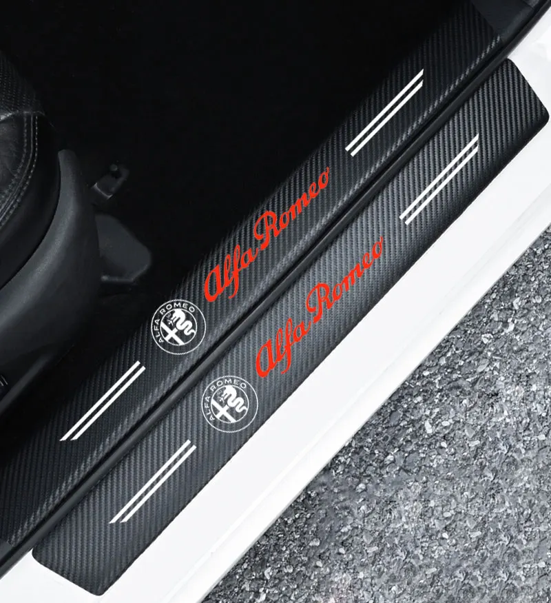 Защитные кожаные виниловые наклейки на порог автомобиля 4 шт./компл. для Alfa Romeo Spider