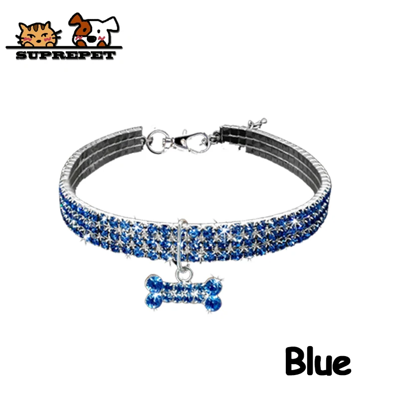 SUPREPET для кошек, собак, котят кристалл алмаз воротник животное ожерелье с кошкой яркие кости аксессуары регулируемые для Боди для чихуахуа