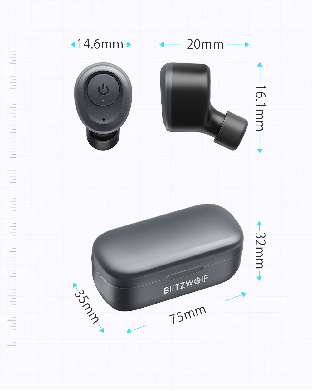 Blitzwolf BW FYE4 bluetooth V5.0 TWS True Wireless Наушники-вкладыши Наушники Hi-Fi Стереозвук Наушники двустороннего вызова Водонепроницаемые бас-вкладыши Наушники Гарнитуры Мужчины Женщины Наушники