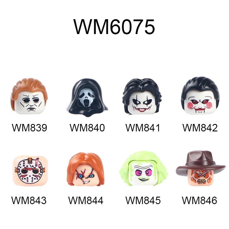 

WM6075 Single Sale Movie DIY Building Blocks Kids Toys Terror Educational For Children Boys Action Figures Head Bricks Gift