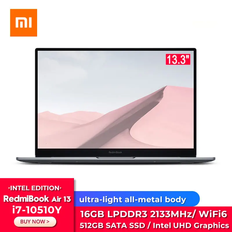 Xiaomi RedmiBook Air 13 3 дюймов ноутбук Intel UHD графическим процессором Core i7 10510Y процессор 16