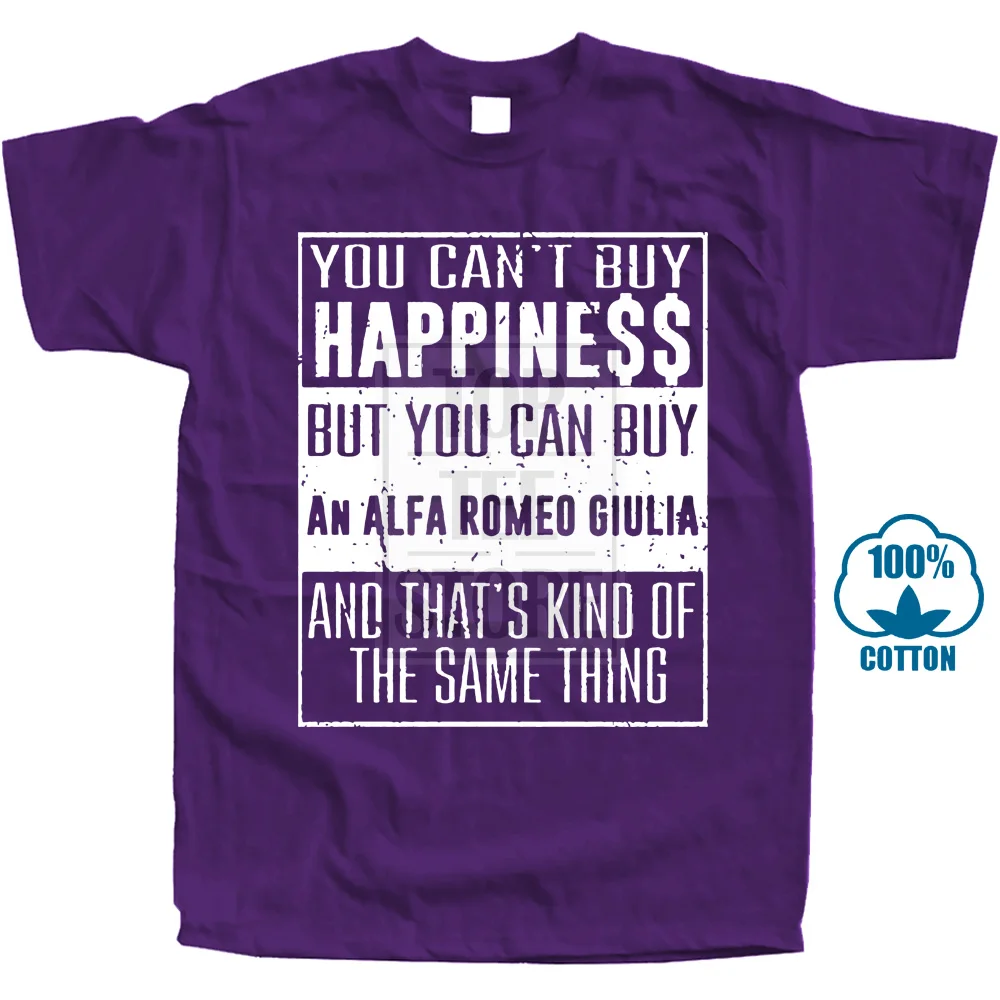 Purple Tshirtshark You't Buy Happiness Alfa Romeo Giulia футболка с сердечками и машинками для влюбленных 015283 - Color: Purple