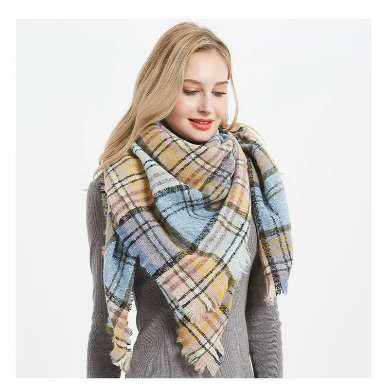 Новинка 2019 осенне-зимний женский шарф теплые кашемировые шарфы в клетку шали