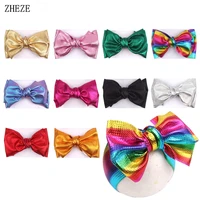 10pcslot 7 big metallic knotted bow headband for baby bullets fabric hairband kids festival accessories wholesales
