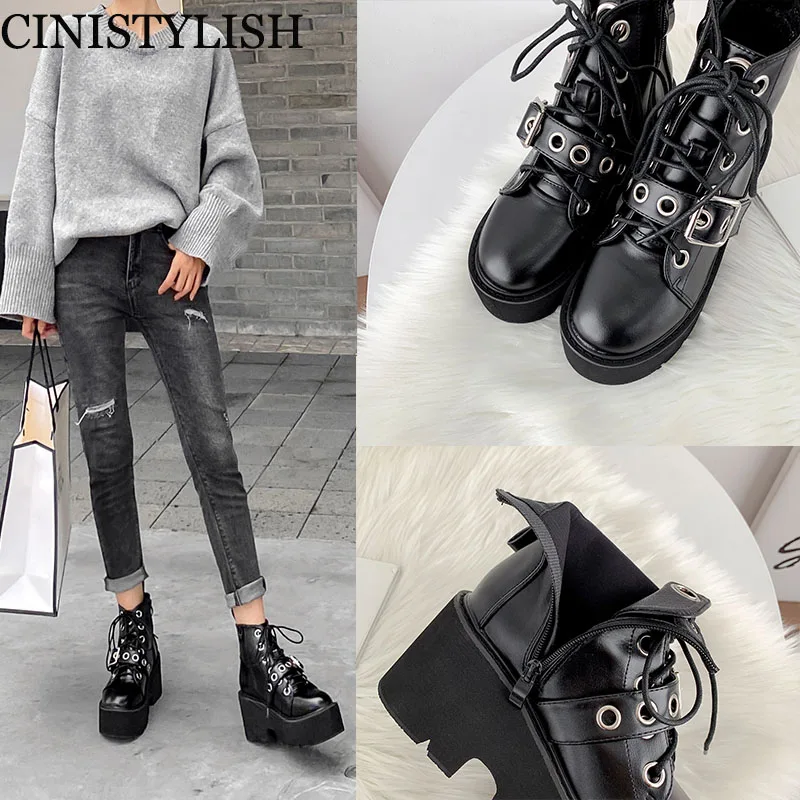 Женские ботинки на платформе с резиновой застежкой-молнией | Обувь