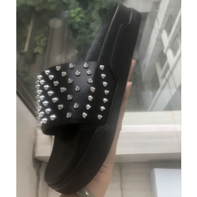 2020 тапочки со стразами для мужчин с открытым носком черный белый цвет из