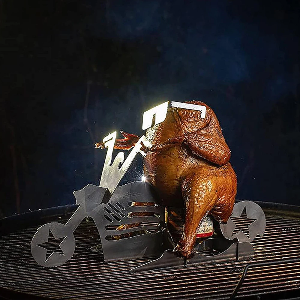 

BBQ Chicken Stand Beer Funny Motorcycle Stainless Steel Rack Tool Roast Chicken Rack Grill Roast Rack