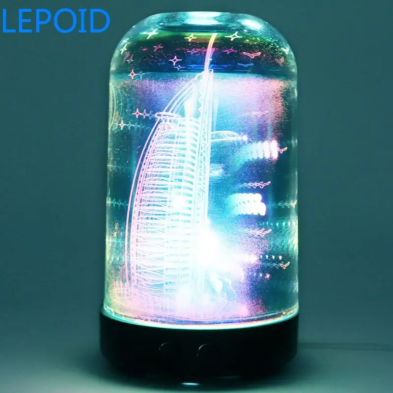 LEPOID тумана 3D Стекло увлажнитель воздуха с светодиодный ночной Светильник арома