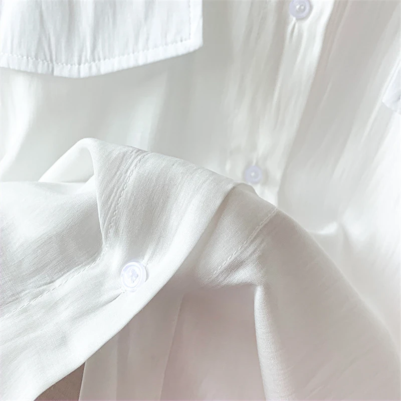 

2021 New Women Blouse Turn Down Collar Long Sleeve Womens Tops And Blouses Women White Shirts Blusas Roupa Feminina Clothes Tops