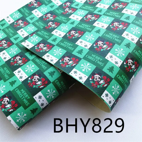 BHY829 A4 20*33 см мультфильм рождество печать синтетическая кожа ткань для DIY аксессуары BHY868 - Цвет: BHY829