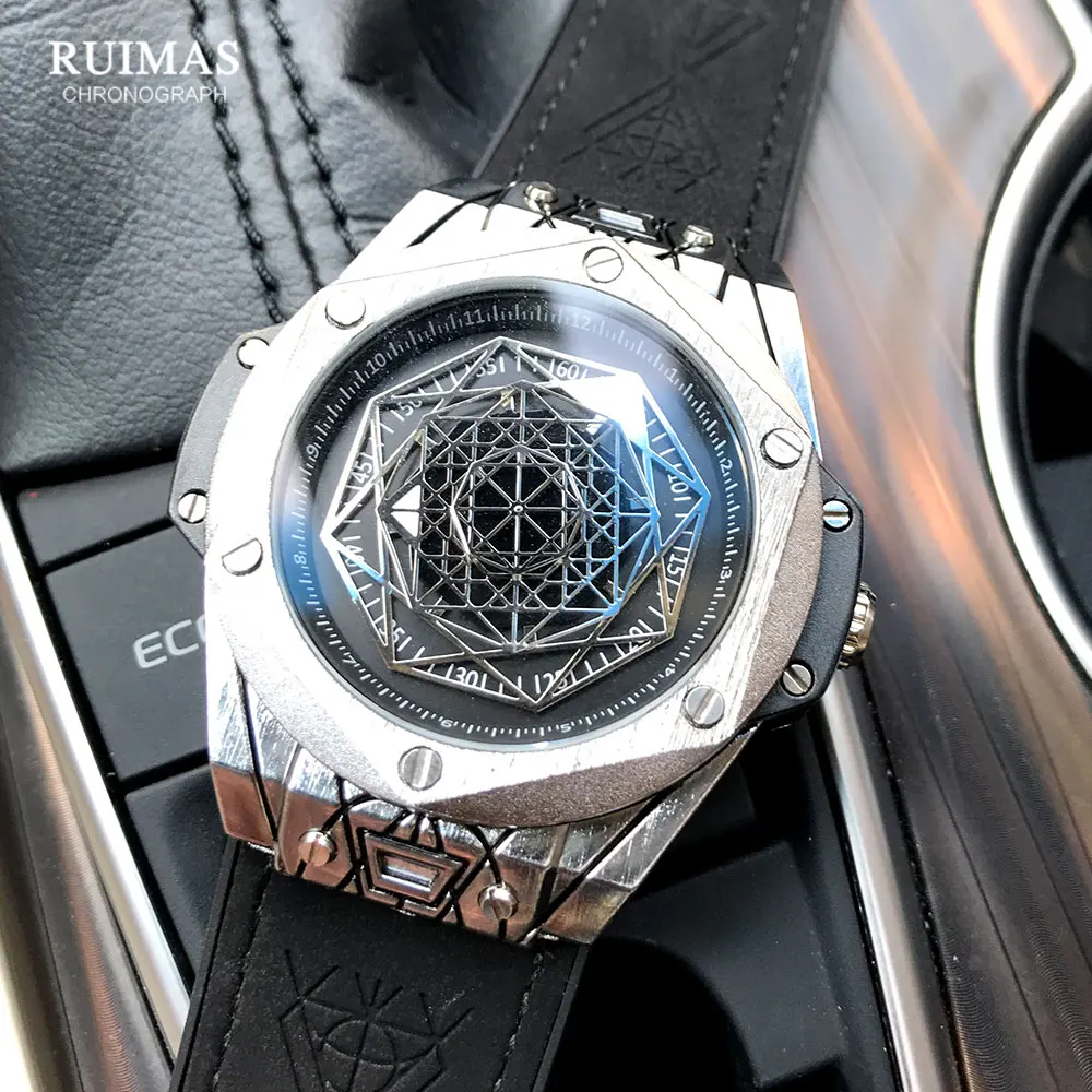Часы RUIMAS мужские наручные в стиле милитари модные роскошные часы с кожаным