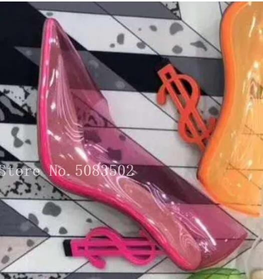 Г., оранжевые прозрачные туфли-лодочки из ПВХ женские прозрачные пикантные блестящие туфли-лодочки с острым носком на высоком каблуке-шпильке обувь для вечеринок специального дизайна