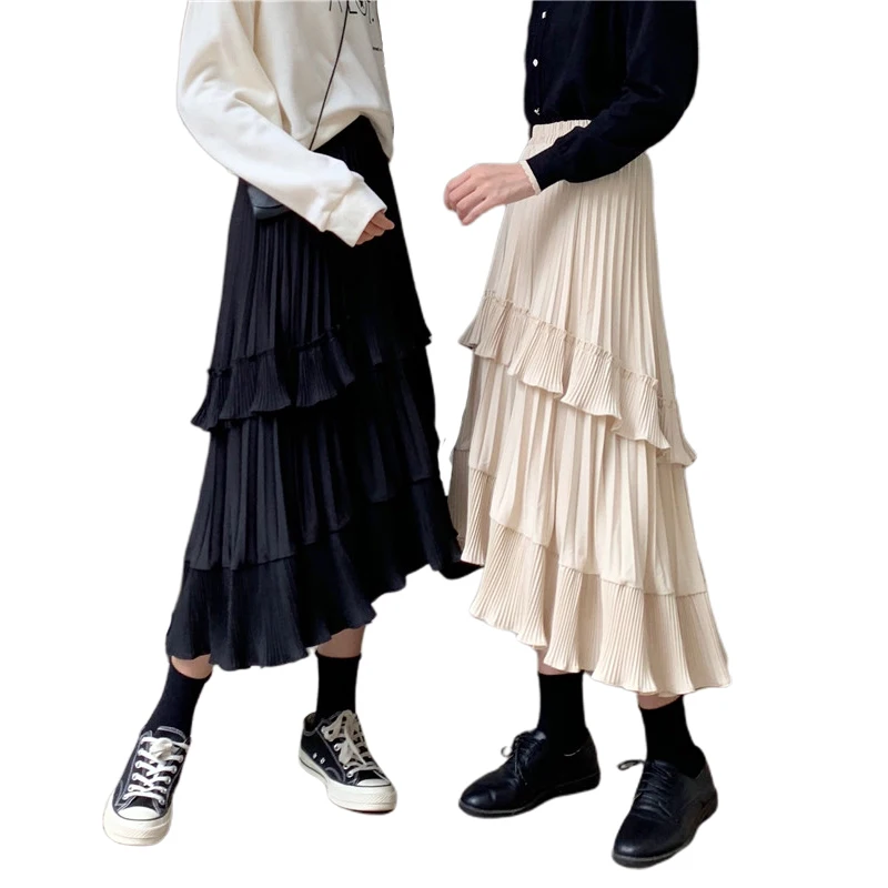 Плиссированные юбки длинные для женщин 2020 весна осень средние и с асимметричным