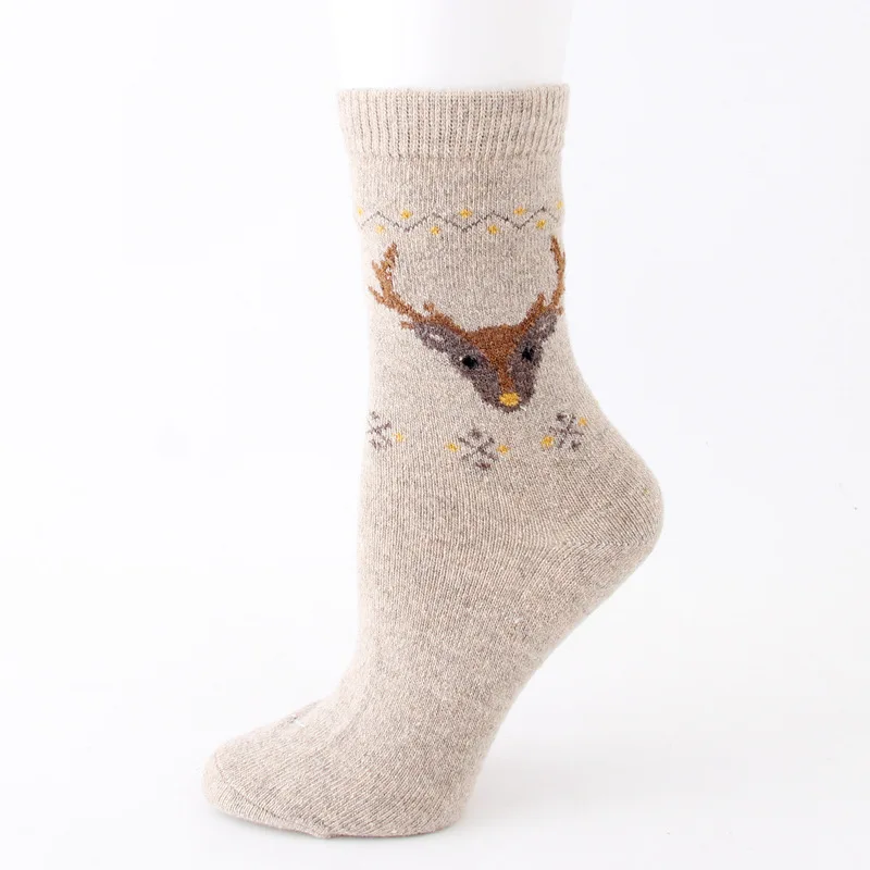 12 Pairs Wool Socks for Women Winter Thick Warm Cozy Elk Pattern Soft Socks Middle Tube Crew Boot Socks