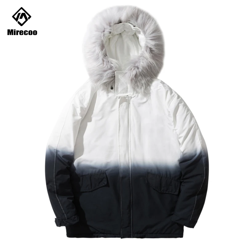 Куртка мужская зимняя с меховым воротником и капюшоном 2019 | Мужская одежда