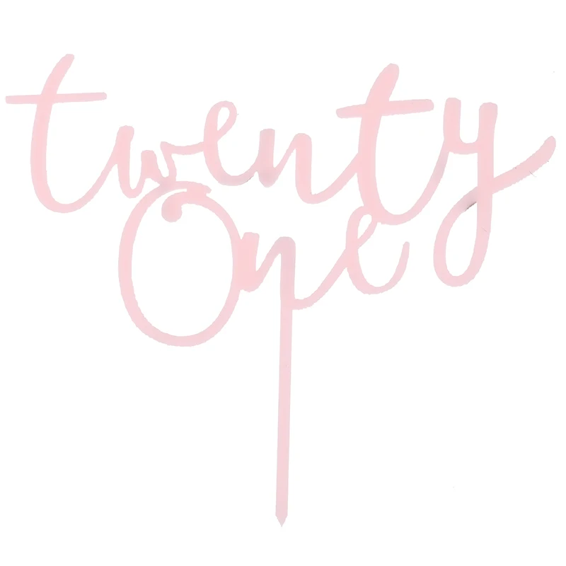 pink 1 шт., акриловый Топпер для торта с надписью «Twenty One Happy Birthday» и цифрой 21, акриловый Топпер для кекса на 21 день рождения, украшение для торта - Цвет: pink