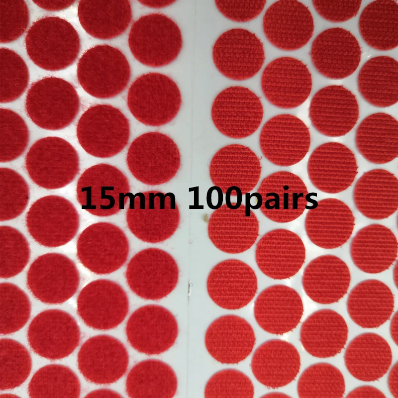 Red 15mm 100pair 15 мм многоцветная клейкая крепежная лента точки липкий крючок и петля Волшебная наклейка двухсторонняя круглая прочная самоклеящаяся 100 пар - Цвет: Red 15mm 100pair