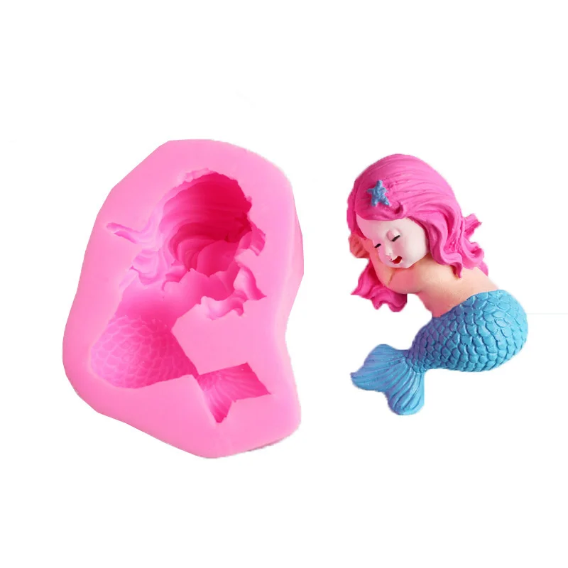 

3D Stero Cute Mermaid Shape Silicone Mold DIY Handmade Molds Soap Candle Fondant Chocolate Molds Cake Decoration Moulds