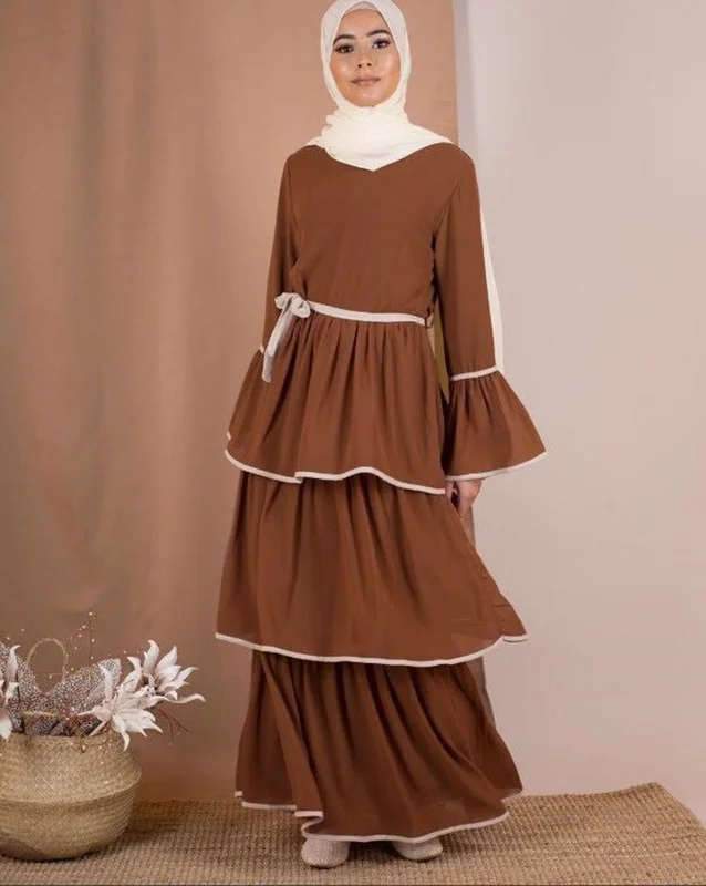 

Muslim Dress Women Dubai Abaya Ruffles Fashion Full Sleeve Casual New Ladies Islamic Clothes Moroccan Kaftan Long Maxi Dresses