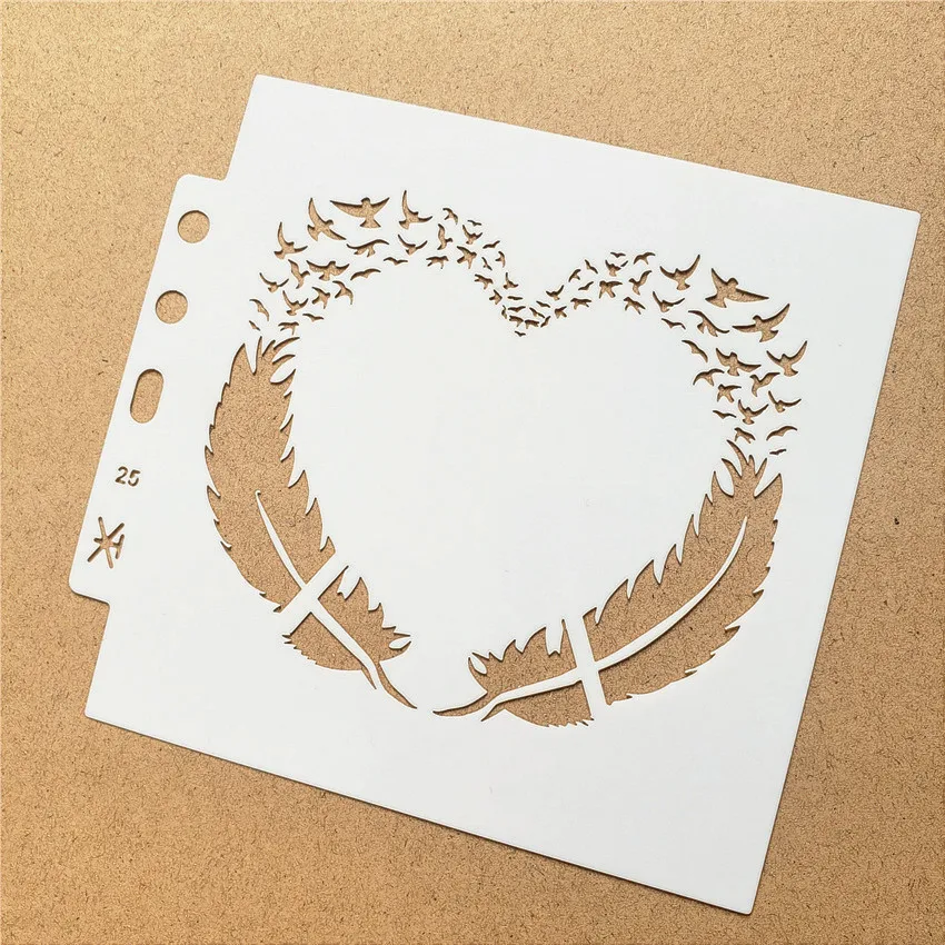 14 1*13 см трафареты с перьями сердца шаблон спрей Пластиковая форма Щит DIY торт