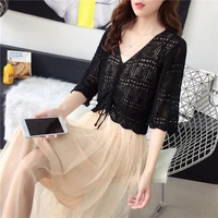 2022 summer casual women solid hollow out knitted blouse thin bat sleeve sleeveless dress two 2 piece set holiday beach y528
