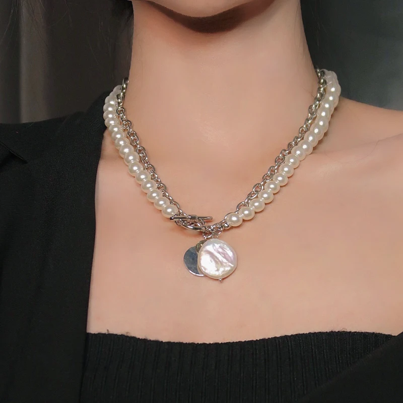 

Fashion Chain Necklace Hot Selling Two Layer Simulated Pearls Necklace For Women Girl Party Gift Popular Design