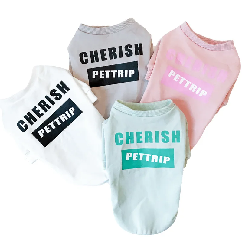 Теплая одежда для домашних животных толстовки собак с буквенным узором щенков