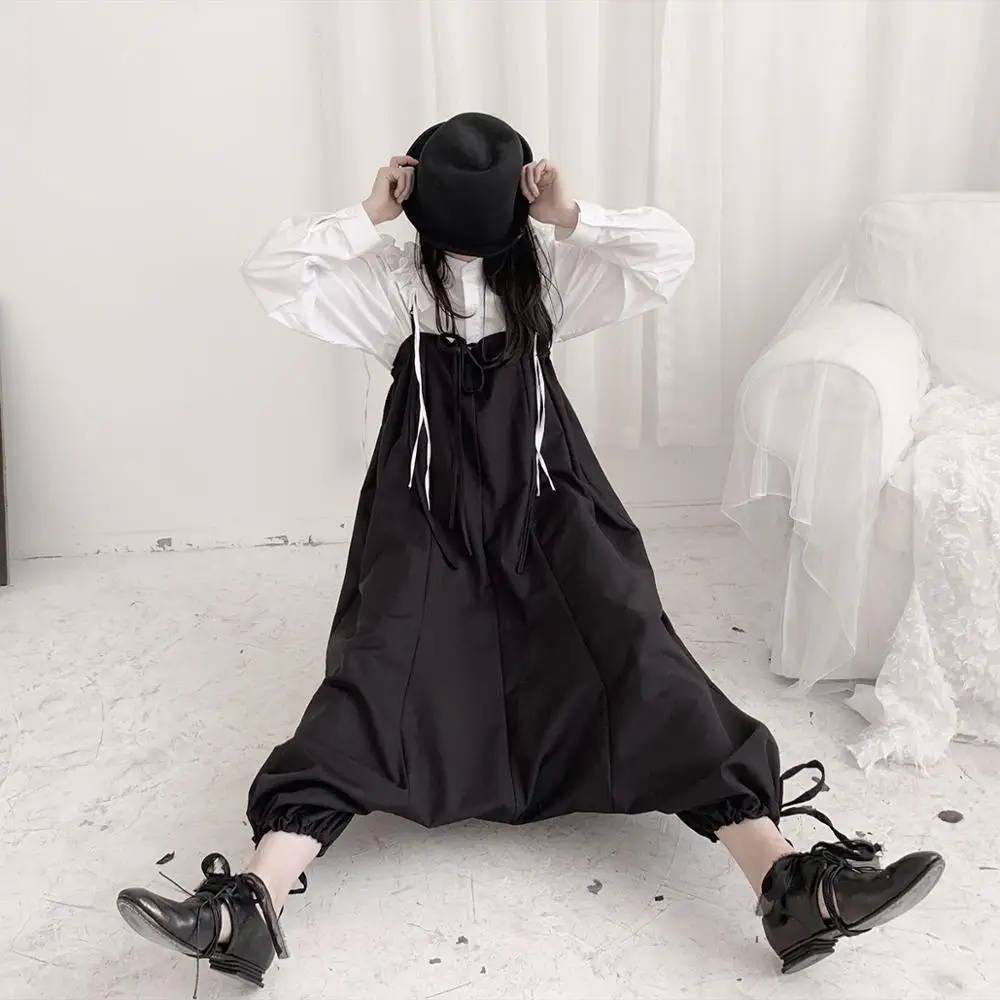 Темно Ямамото от кутюр повседневный дизайнер шнурок слаксы|Брюки| |