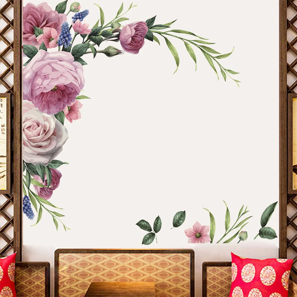 

30x90 Cm Large Pink Peony Flower Wall Stickers Romantic Flowers Home Decor For Bedroom Living Room Diy Pvc Wall Decals