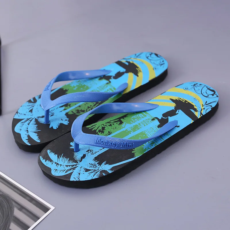 

2021 New Coconut Tree Couple Slippers Summer Cartoon Women Men's Flip-Flops Anti-slip Sandals Slides Fashion Beach Flat Shoes