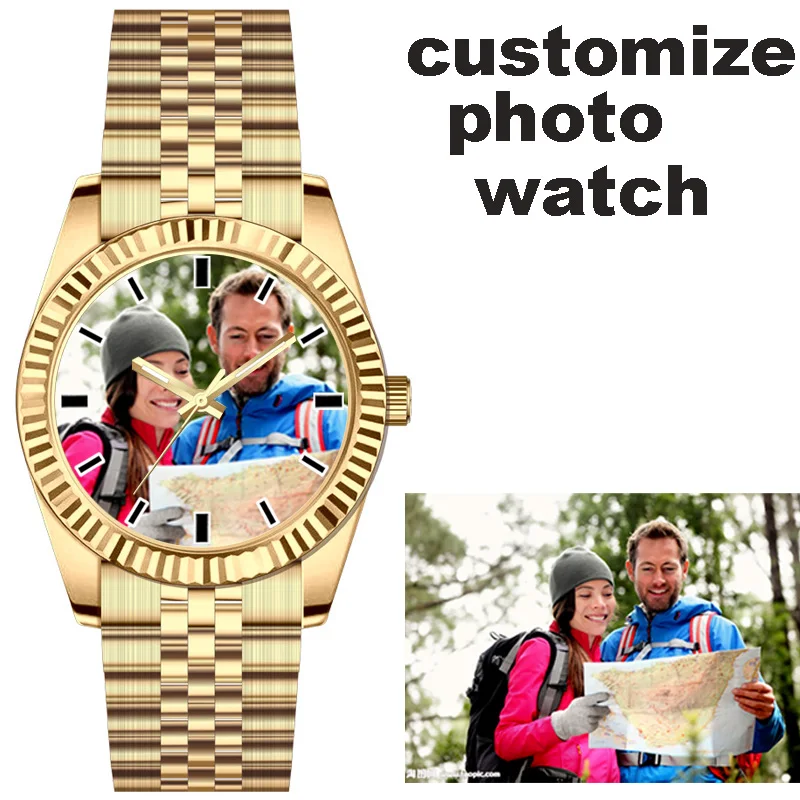 

Customize Photo Unisex Men Women Quartz Watch Photo Print on Watch Face DIY Clock Creative rlx Watch Unique Gift For Lovers