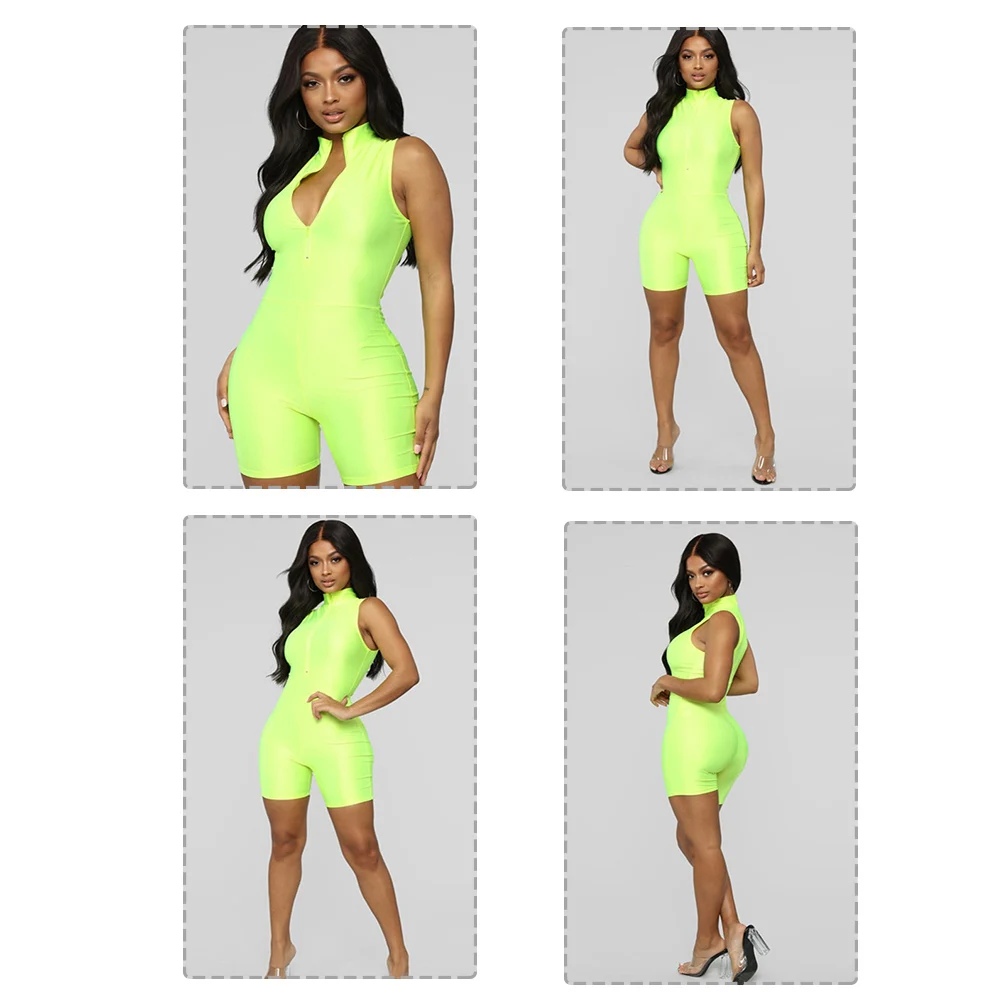 Наряд тощий с v-образным вырезом флуоресцентный комбинезон сексуальный