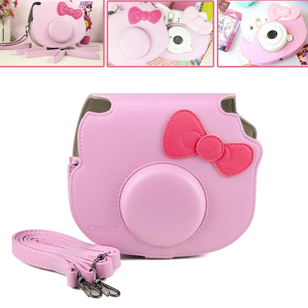 Для Fujifilm Instax Mini HELLO KITTY, моментальная пленка, фото камера,  розовая сумка из искусственной кожи, чехол с плечевым ремнем AliExpress