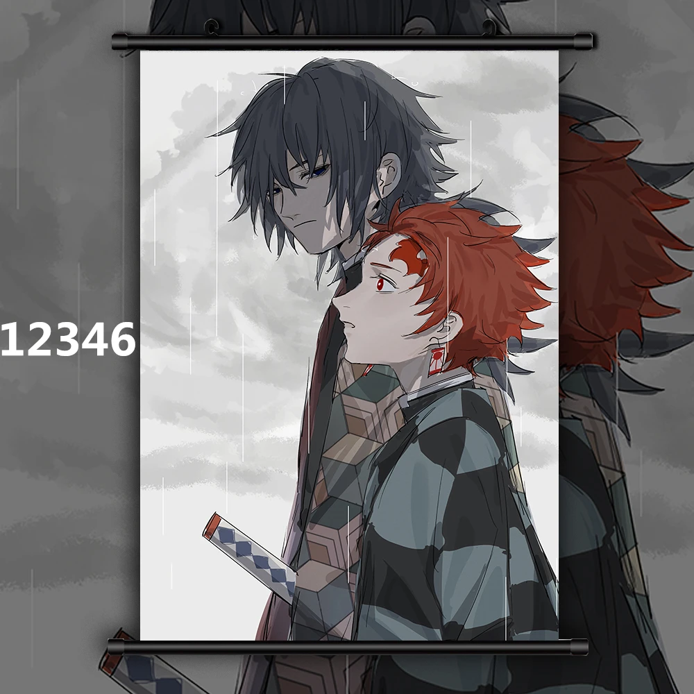 Kimetsu no Yaiba Tomioka Giyuu Rengoku Kyoujurou Аниме Манга HD печать плакат прокрутка | Дом и сад