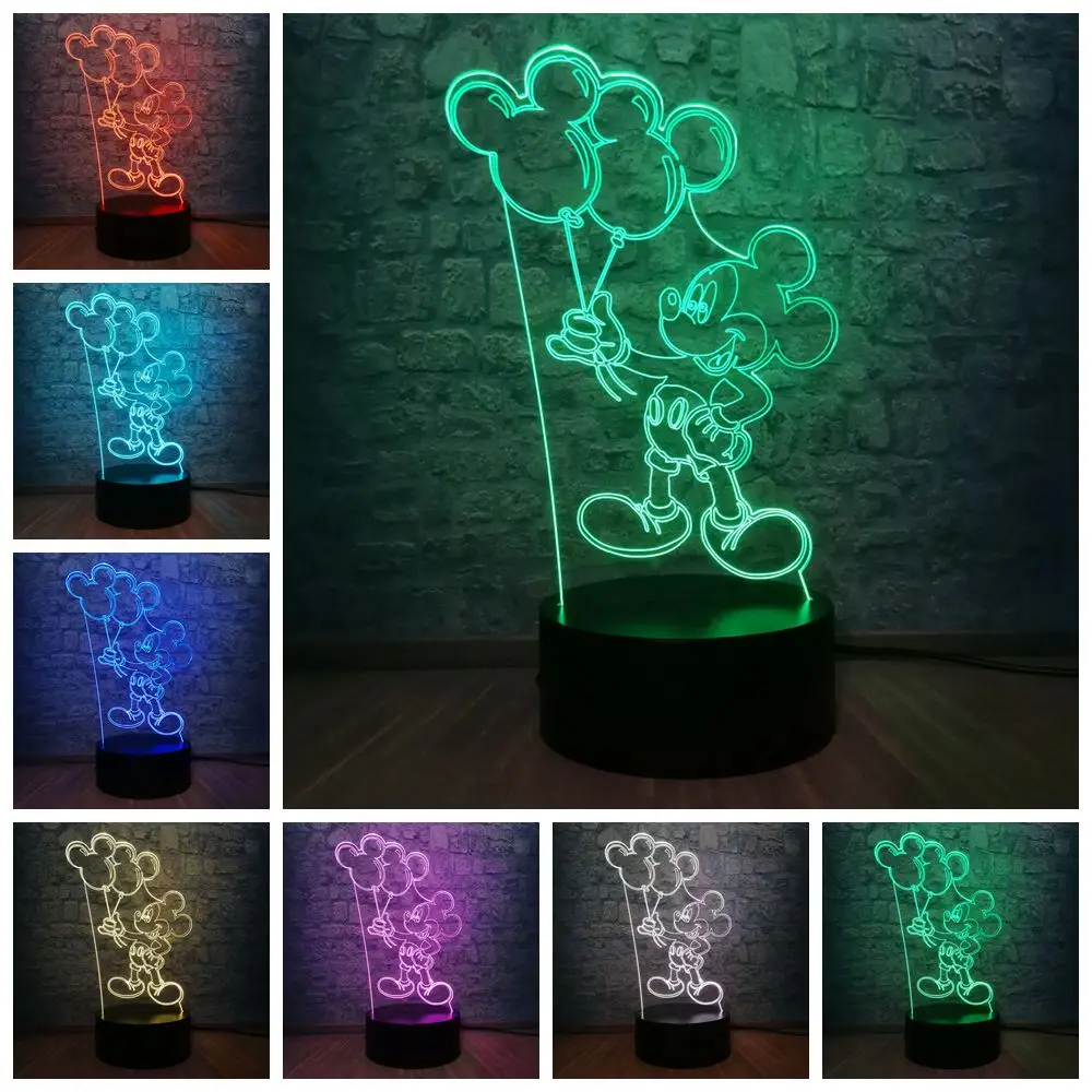 3D лампа Микки Маус Минни друзья светодиодный ночник 7 цветов Изменение USB База переключатель Рождественские декоративные детские игрушки подарок - Испускаемый цвет: Style 2